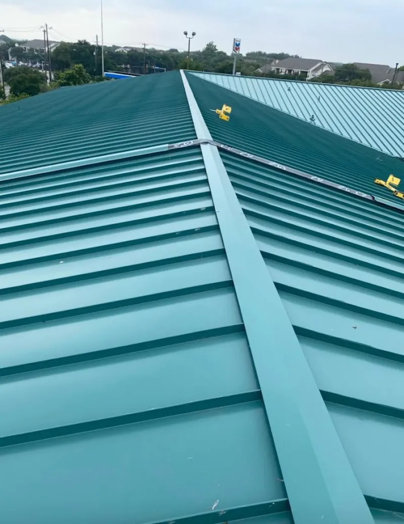 Green commercial metal roof ridge and valley for Metal Roof Repair in Fort Stockton